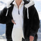 Hooded Fleece Jacket with Shearling Lining