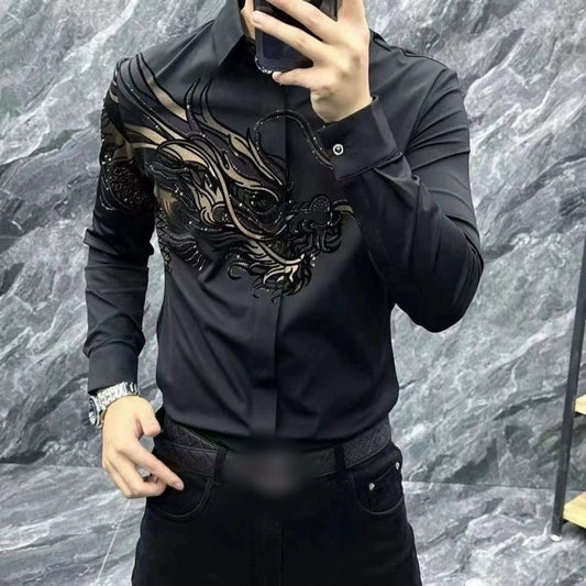 Slim fit stilfull skjorte med trykk for menn【Kjøp to få gratis levering】