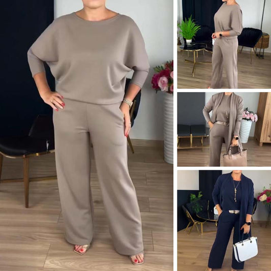 🔥Oferta de último día: 50% de descuento en elegante conjunto de 3 piezas de cárdigan largo, top y pantalón
